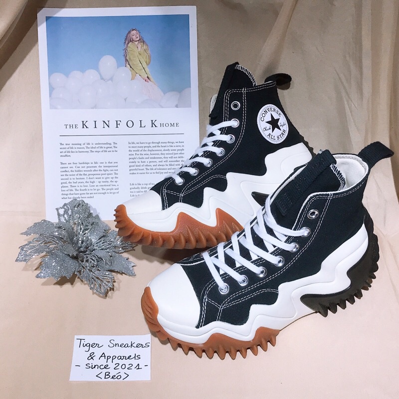 Tiger Sneakers - Giày Converse Run Motion chính hãng cổ cao màu đen | 171545C