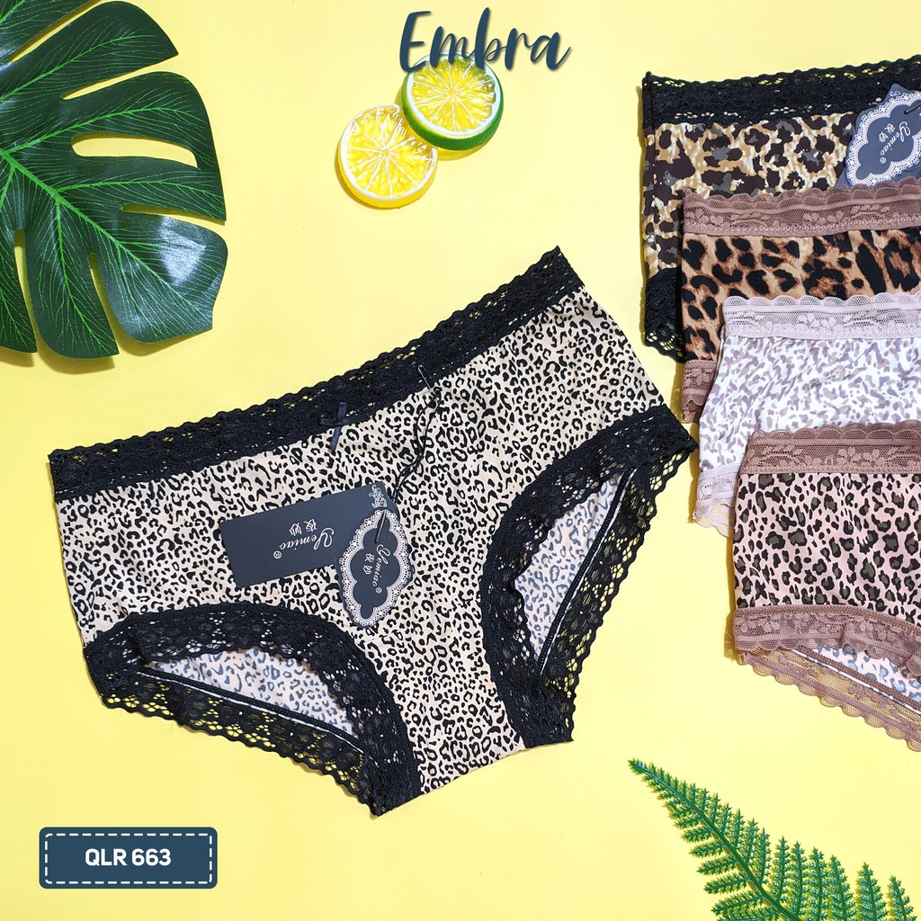 {Video + Ảnh thật} Quần lót Embra 🔞họa tiết báo🔞 viền ren cao cấp chất đẹp mê ly siêu hot