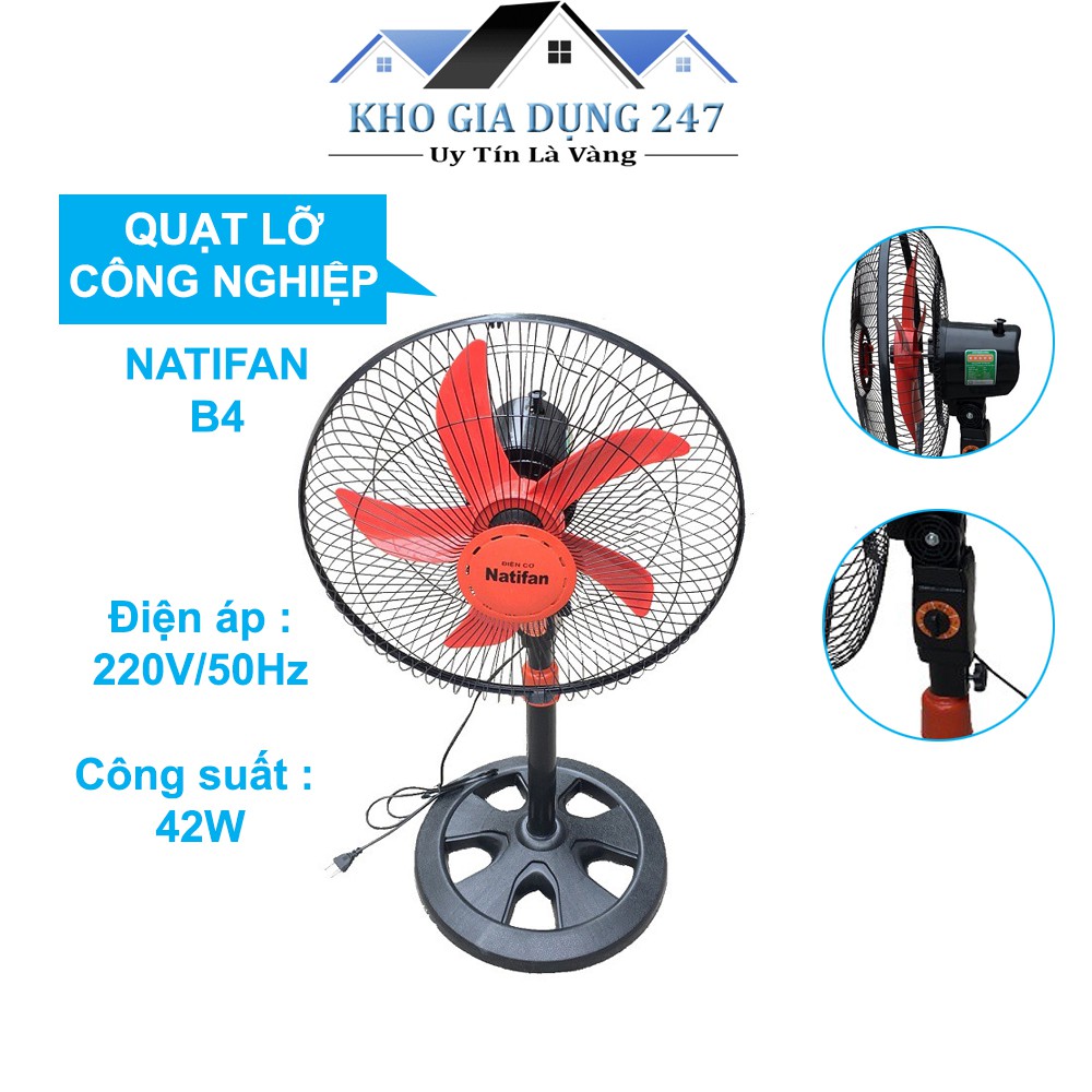 Quạt lỡ công nghiệp Natifan🌴 Quạt Điện, Công suất 42W với 5 cánh 3 tốc độ gió - HÀNG CHÍNH HÃNG - BẢO HÀNH 12 THÁNG