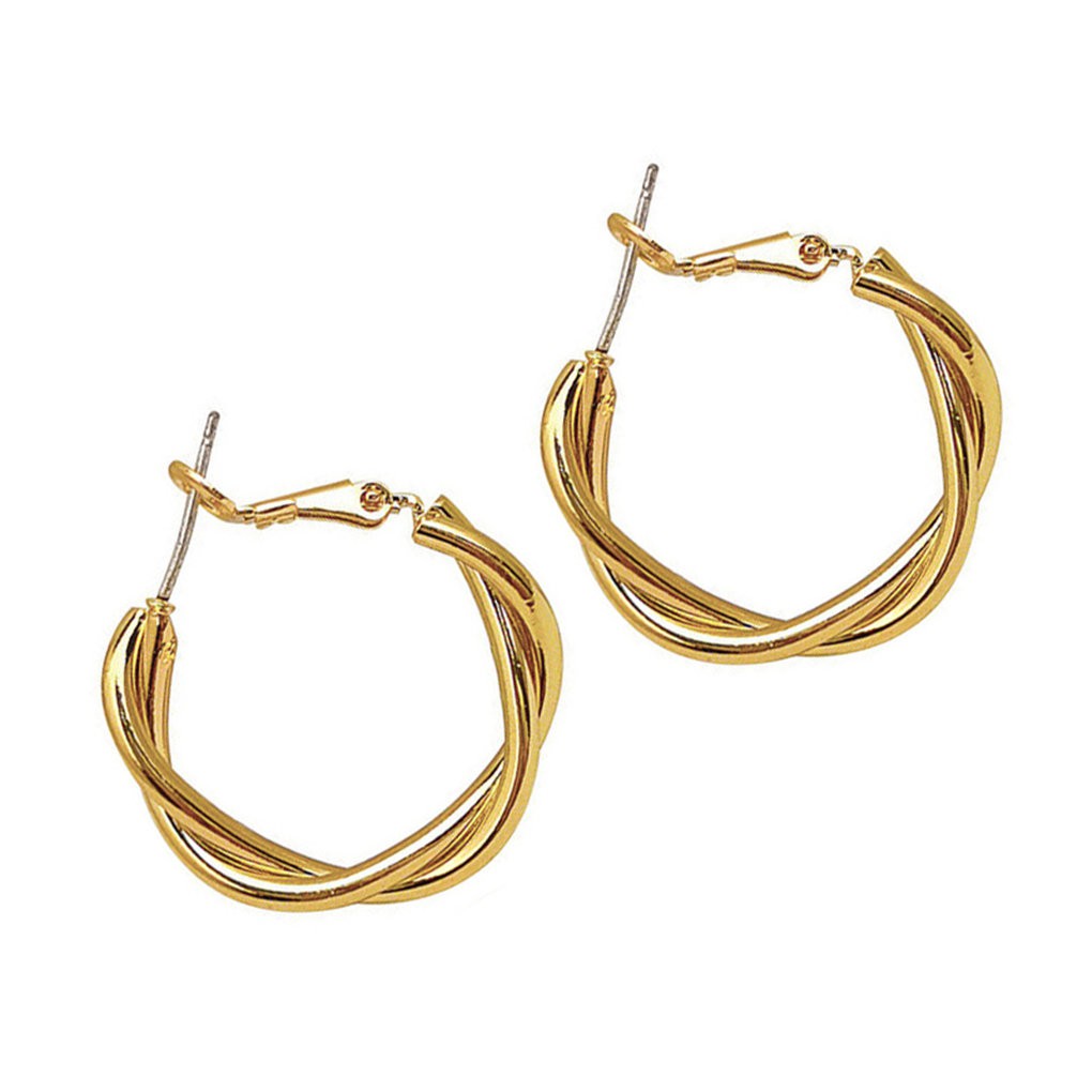 Khuyên Tai Hợp Kim Dạng Xoắn Mạ Vàng / Bạc Thiết Kế Thời Trang