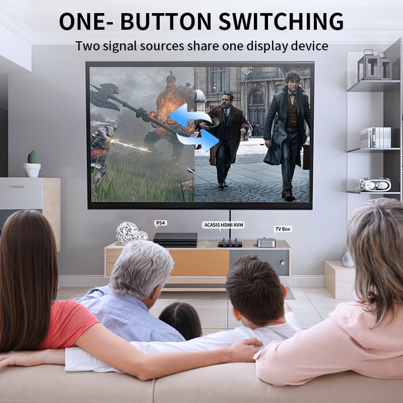 Acasis usb hdmi kvm switch 2 in 1 out 4k60hz hdmi switcher and extended usb3.0 hub manual sharing box with usb cables hdmi 2.0 cho máy tính pc laptop màn hình máy tính để bàn