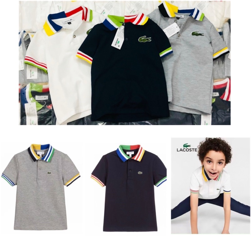 Áo polo Lacoste cộc tay trơn basic bé trai 18-38kg (có ảnh thật)