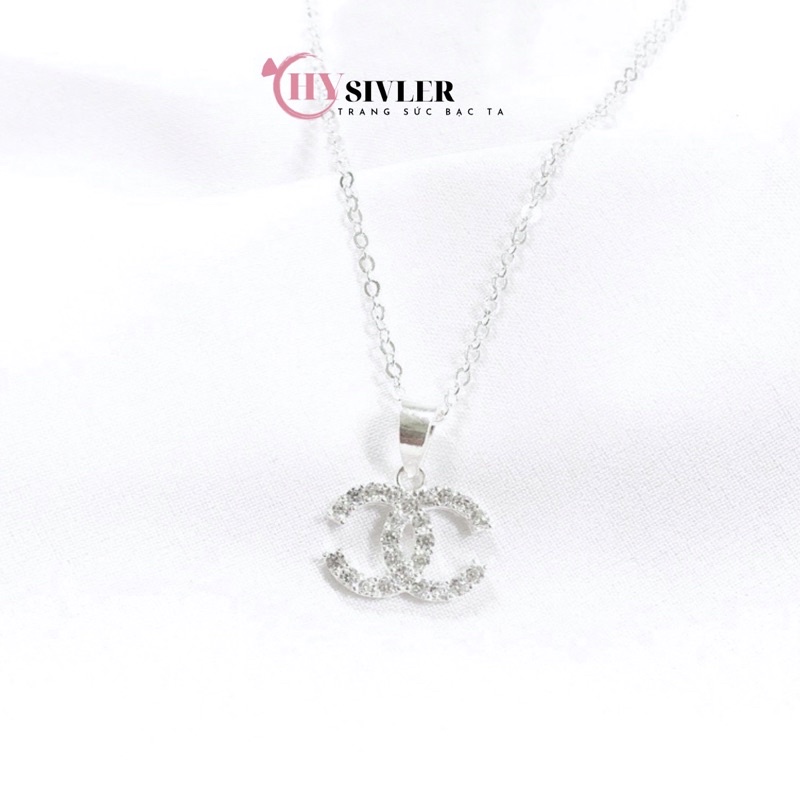 Dây chuyền bạc nữ CHY SILVER chữ X đính đá nhỏ xinh bạc thật