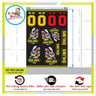 Shindecal- logo sticker thỏ cầm phuộc chữ 0