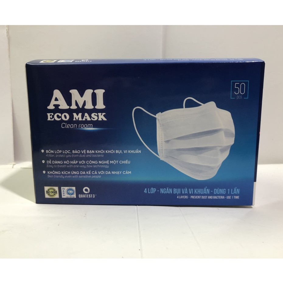 Combo 7 hộp_Khẩu Trang Y Tế_Than Hoạt Tính 4 lớp AMI (350 chiếc 7 hộp) 7xám [khẩu trang y tế]