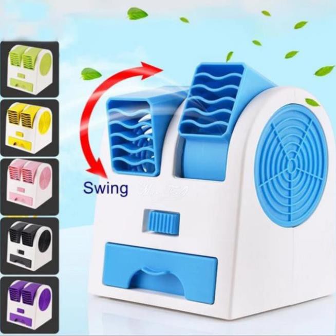 Quạt đá mini 3 trong 1 Clever Mart - Quạt đá điều hòa mini 1-2 cửa gió - Quạt để bàn, Quạt USB, Quạt hơi nước mini 2 cửa