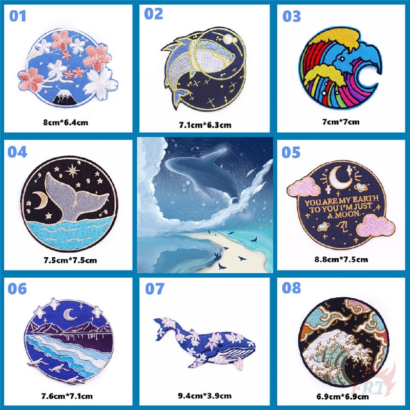 ☸ Sticker Ủi Thêu Hình Cá Voi Dễ Thương ☸ 1 Sticker Ủi Thêu Hình Huy Hiệu