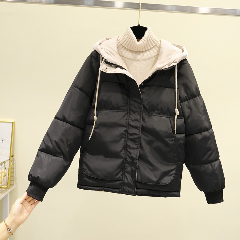 áo khoác phao dáng ngắn có mũ