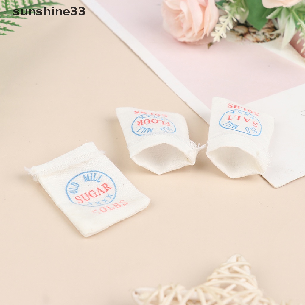 Bộ 3 Túi Rỗng Đựng Đường / Muối / Bột Thu Nhỏ 1: 12 Trang Trí Nhà Búp Bê