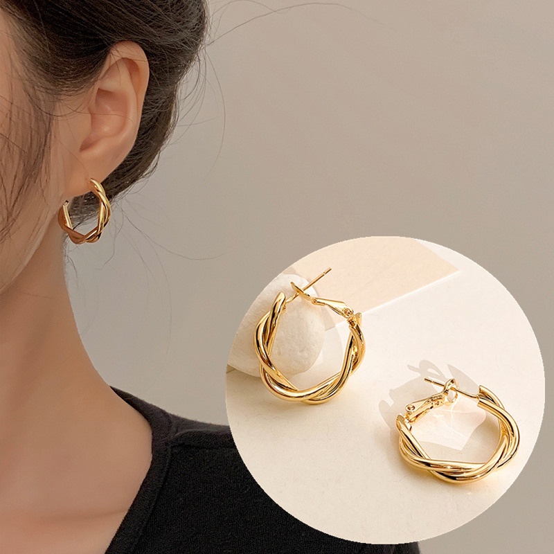 Hoa tai vòng xoắn hình học Hàn Quốc dành cho phụ nữ Trang sức tai thời trang sang trọng