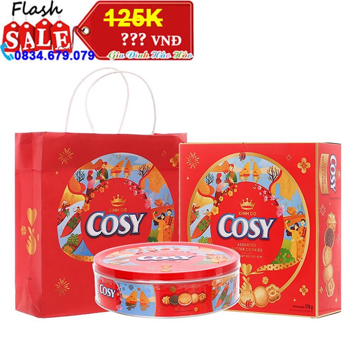 Bánh quy kẹp kem thập cẩm Cosy - Hộp 378g- Date 27/12/2022