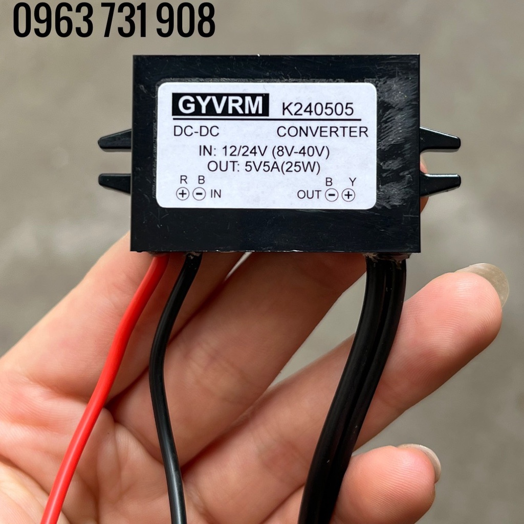 Bộ chuyển điện DC 12V/24V sang 5v cổng sạc usb lắp camera trên oto