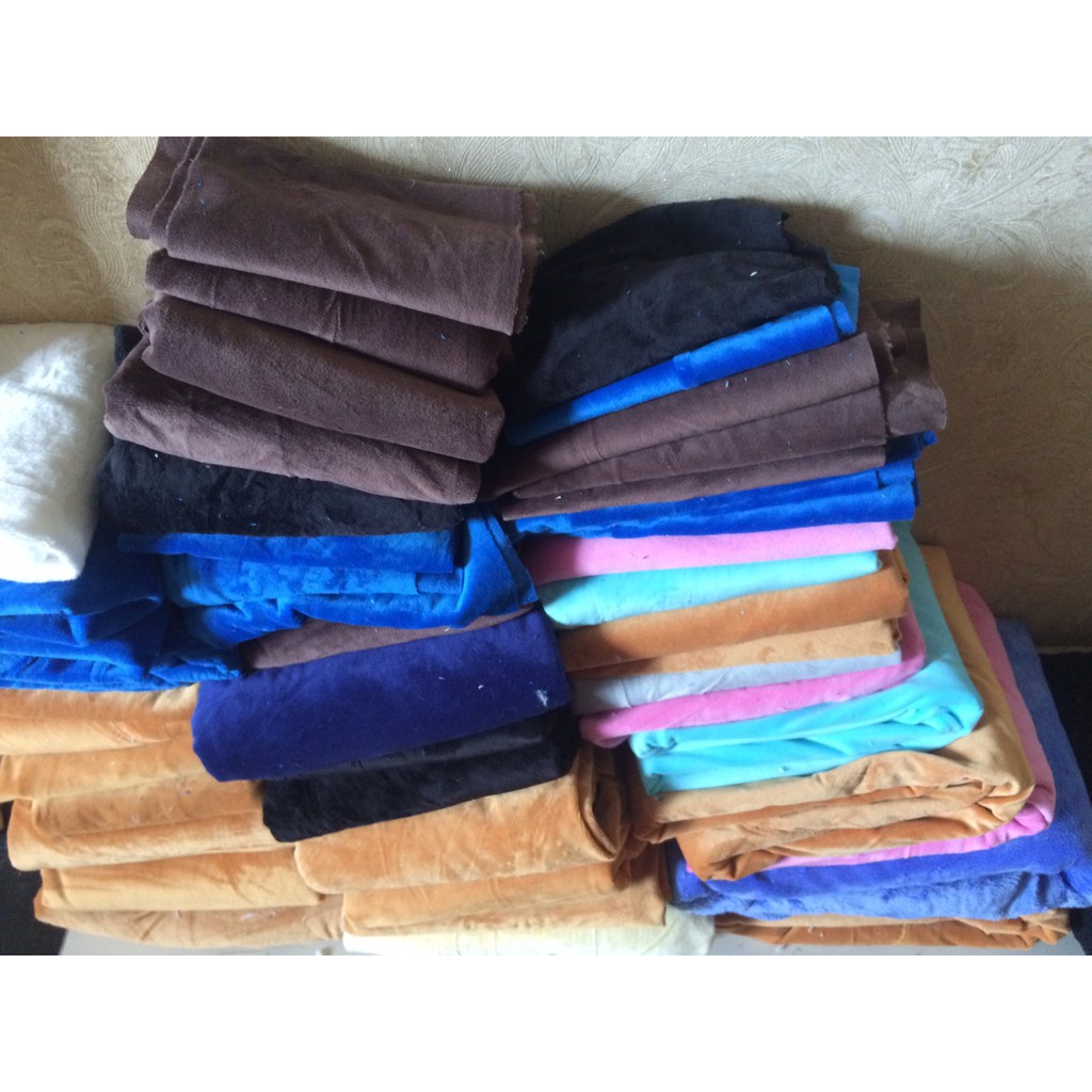THANH LÝ -  3kg Vải khúc lông sát lông nhung mịn đủ màu sắc để may búp bê, handmade, tập may gấu bông, gối sofa