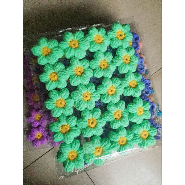 Bông hoa len handmade làm áo và túi - Flower crochet