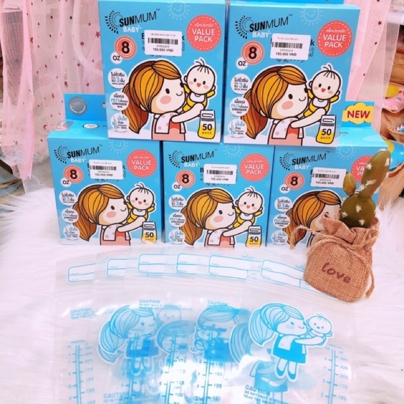 TÚI TRỮ SỮA SUNMUM HỘP 50 bịch loại 250ml