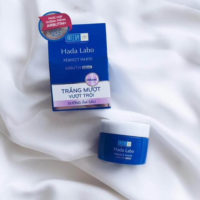 Kem Dưỡng Trắng Mượt Vượt Trội Hada Labo Perfect White Arbutin Cream - Xanh 50g