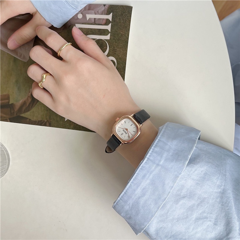 Đồng hồ nữ dây da thời trang Bolun mặt vuông đẹp giá rẻ dây da cao cấp Basic Jewelry DH24
