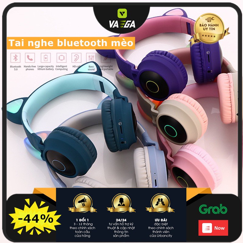 Tai Nghe Mèo Bluetooth, Headphone Tai Mèo Dễ Thương Có Mic,Âm Bass Mạnh Mẽ Và Dung Lượng Pin Khủng 400mAh