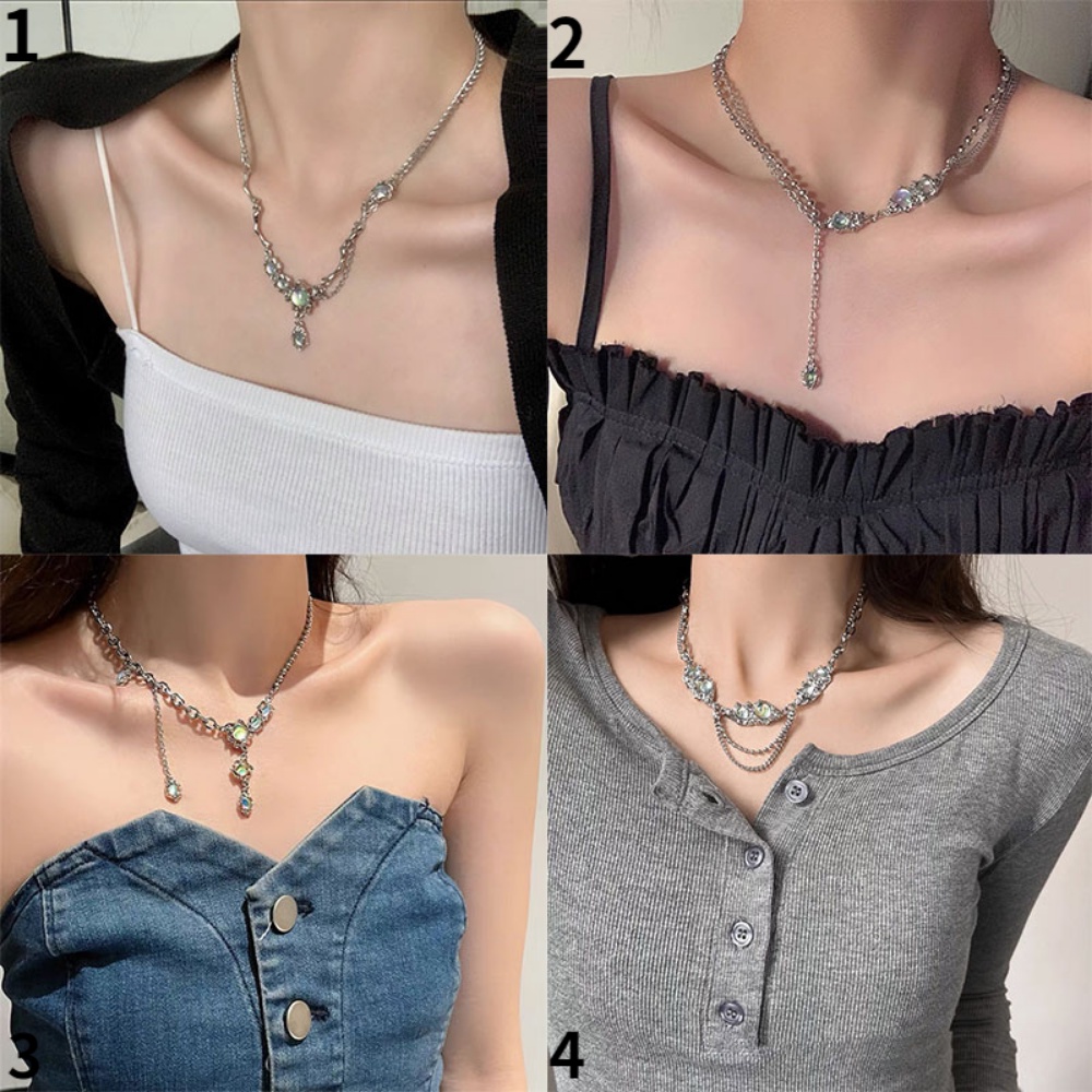 Vòng cổ Đính Đá Opal Sang Trọng Phong Cách Hip Hop Cho Nữ