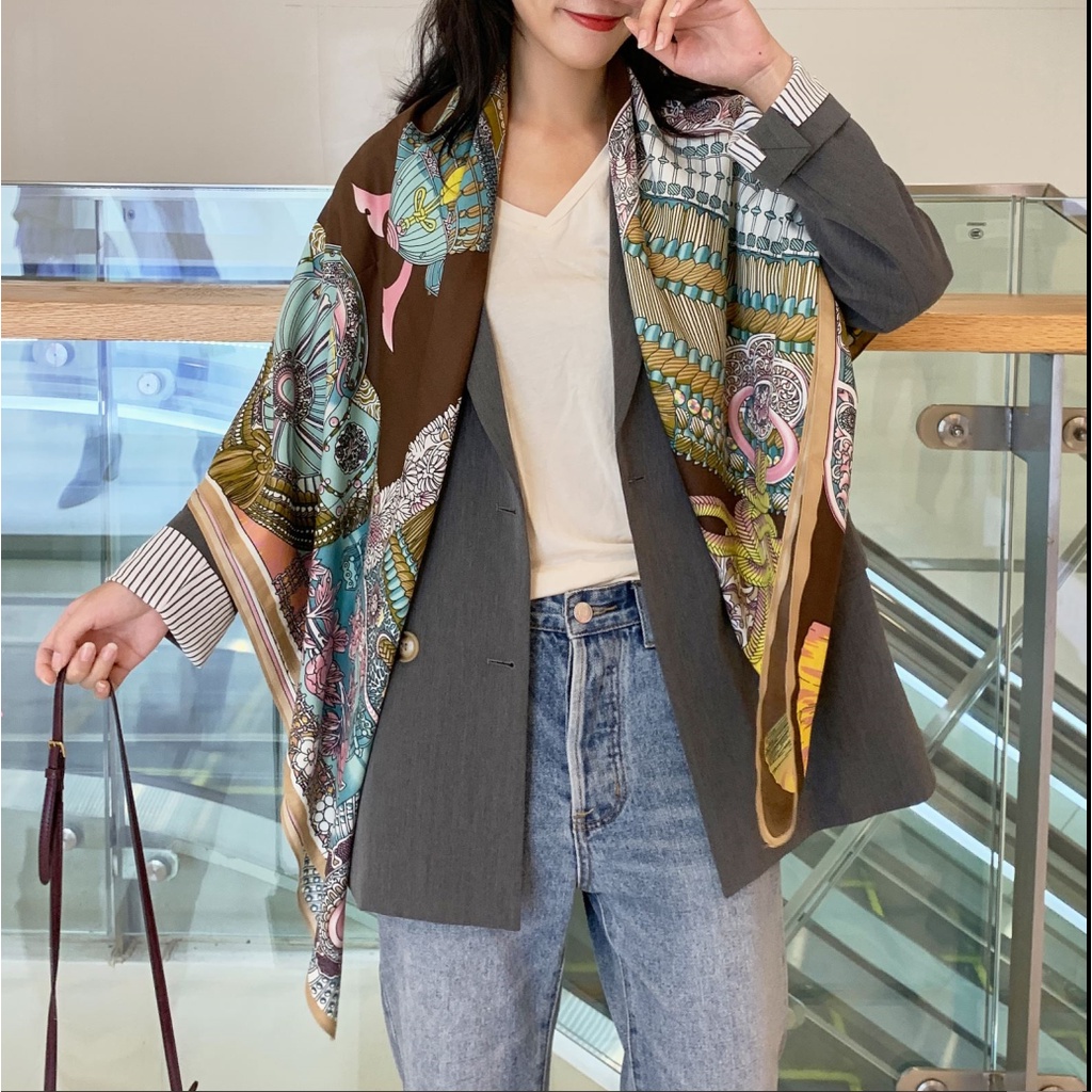 Khăn Choàng Cổ Hình Vuông 130x130cm WJ1013-12 Thời Trang Cho Nữ