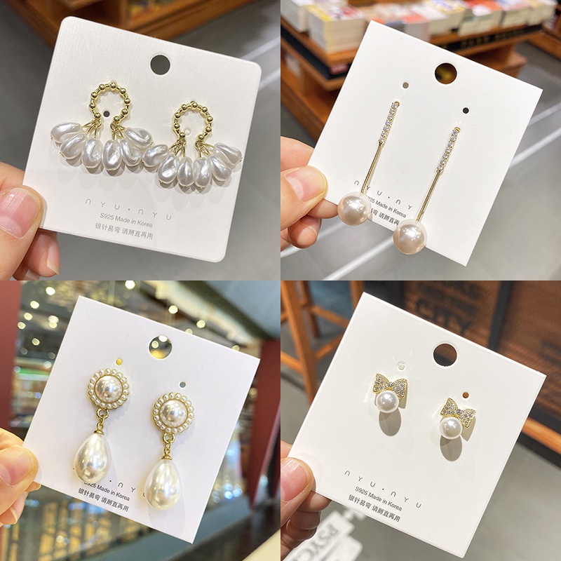 Set 50 Bông Tai Mạ Bạc 925 Đính Ngọc Trai Sang Trọng
