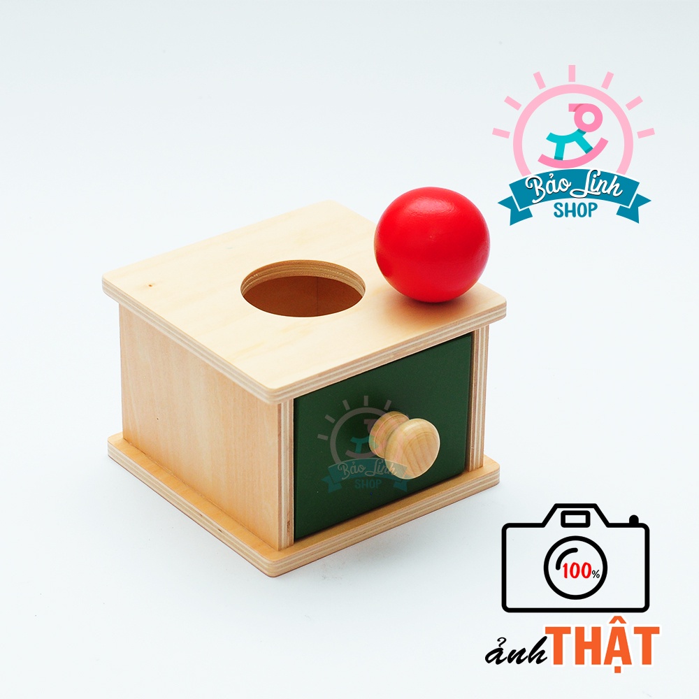 Giáo cụ Montessori 0-3 - Hộp thả bóng có ngăn kéo BẢN CHUẨN| Đồ chơi 6-9 tháng