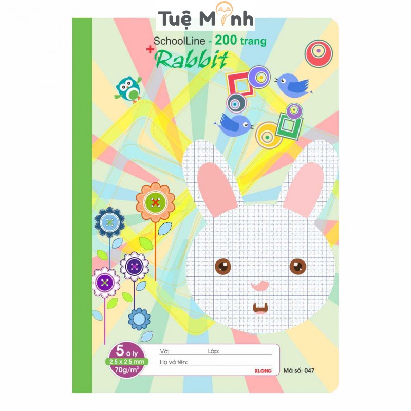 Vở ô ly 200 trang Klong B5 ghim bấm SchoolLine MS 047 tập sổ ô ly viết bài VPP Tuệ Minh