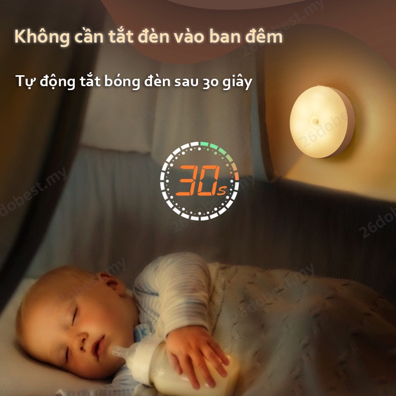Đèn LED cảm biến trong nhà ánh sáng ban đêm treo tường sạc USB