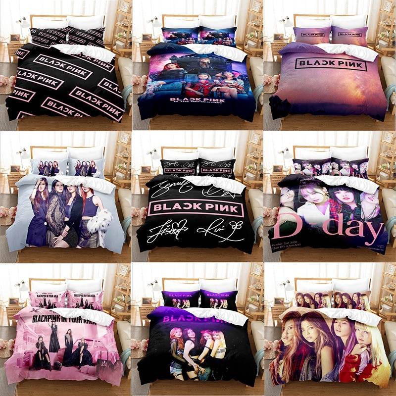 Bộ Chăn Ga Và Vỏ Gối 2 Trong 1 IN Hình Nhóm Nhạc BlackPink
