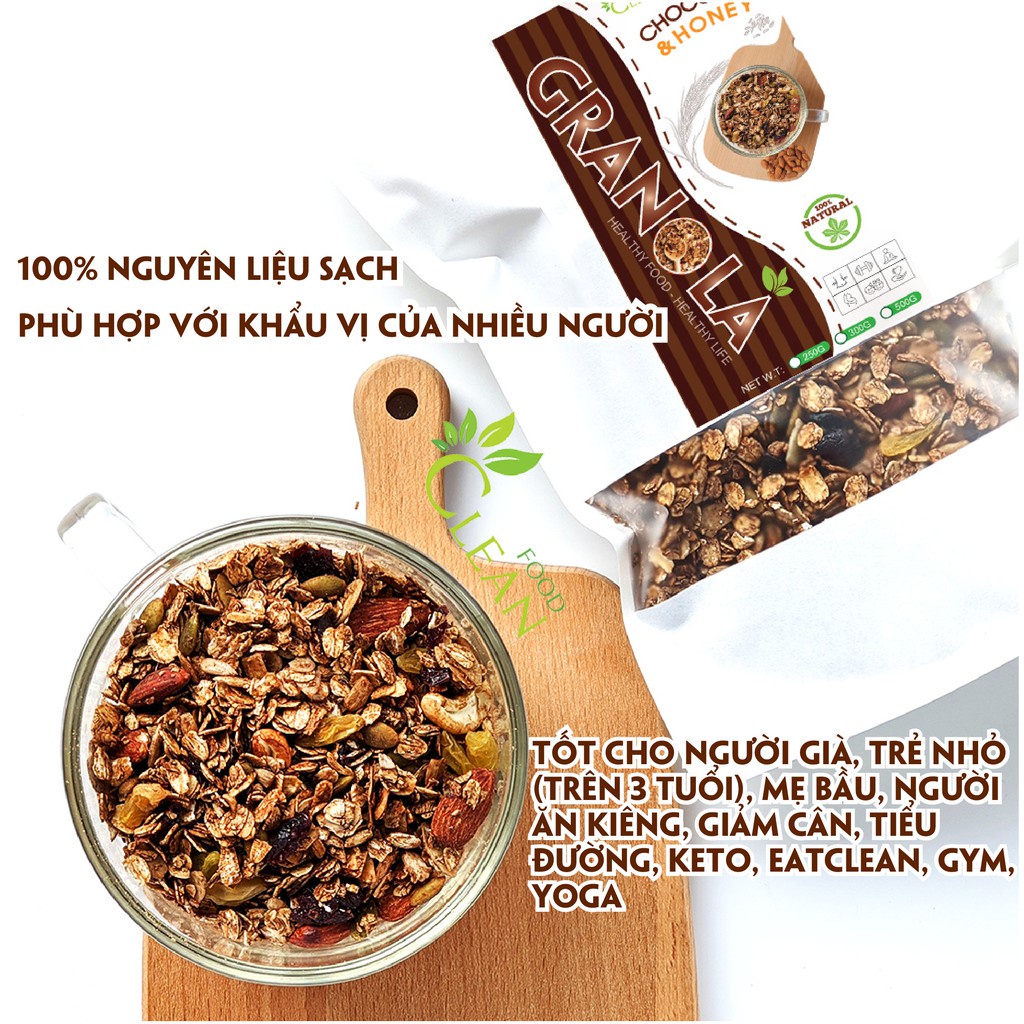 Ngũ cốc granola siêu hạt ONFOD vị chocolate, dành cho người tiểu đường, ăn kiêng, giảm cân250g 500g