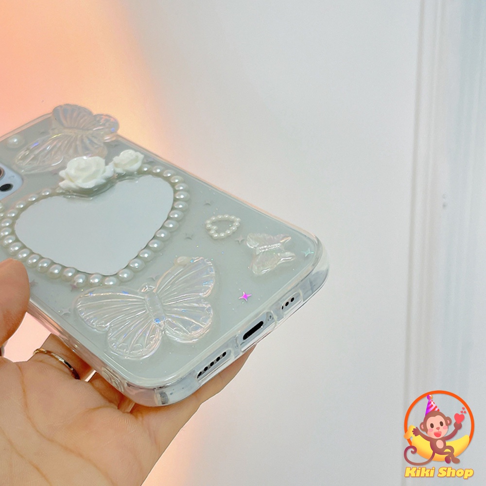 Cho iPhone 14 Pro Max Ốp Điện Thoại TPU Mềm Chống Sốc Gắn Gương Trang Điểm Hình Bướm 3D Cho iPhone 11 12 13 Pro Max X XS XR 8 7 Plus