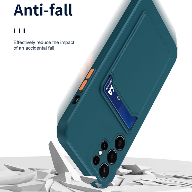Ốp điện thoại silicon mềm màu trơn chống sốc có ngăn đựng thẻ cho Samsung galaxy A52/ A52S/A23 /M33/M53/M23 5G /A13