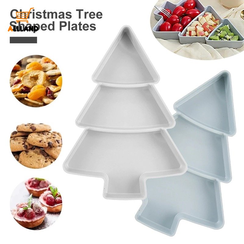 Đĩa Đựng Trái Cây 3 Ngăn Hình Cây Thông Giáng Sinh Dễ Thương