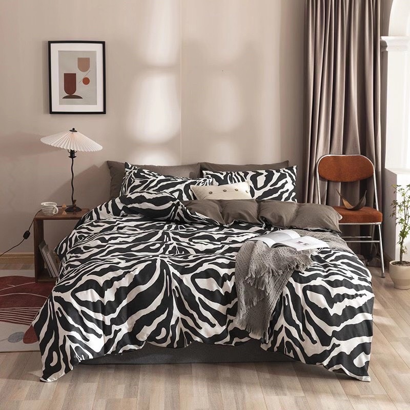 Bộ chăn ga Cotton Living Nhập Khẩu 100% cao cấp - Họa tiết kẻ