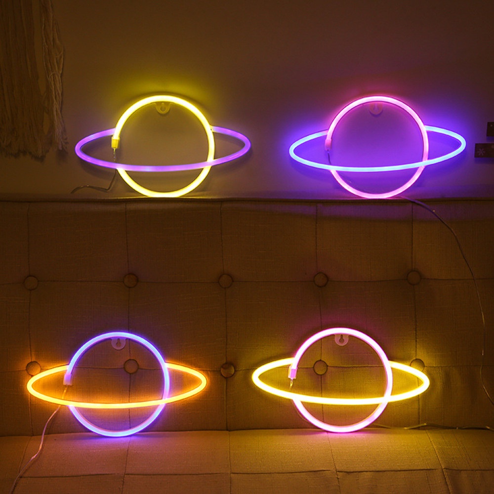 Đèn led neon 2 trong 1 hình hành tinh trang trí phòng bé tùy chọn màu sắc
