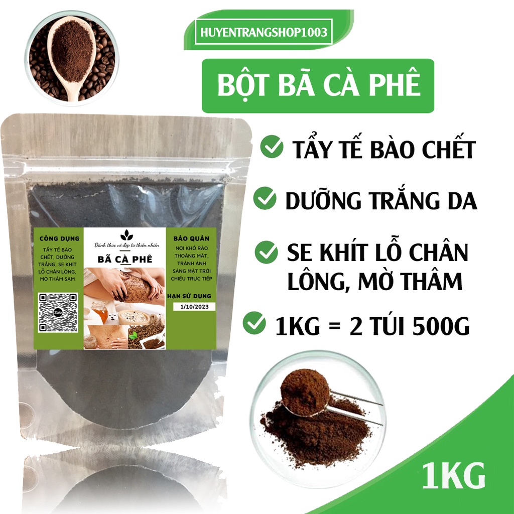 1kg BỘT BÃ CÀ PHÊ đắp mặt, tắm trắng, tẩy da chết nguyên chất HandMade