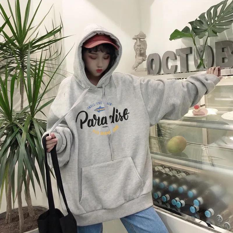 Áo Hoodie Tay Dài Dáng Rộng Phong Cách Hàn Quốc 2021