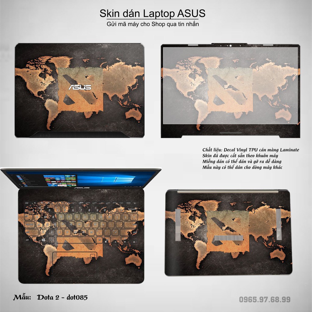 Skin dán Laptop Asus in hình Dota 2 nhiều mẫu 14 (inbox mã máy cho Shop)