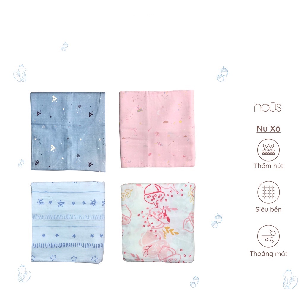 Khăn Xô 2 Lớp Nous Kiêm Ủ Choàng Đa Năng, Chất Liệu Cotton Organic Cao Cấp Mềm Mịn An Toàn Cho Trẻ Sơ Sinh Hanghieuchobe