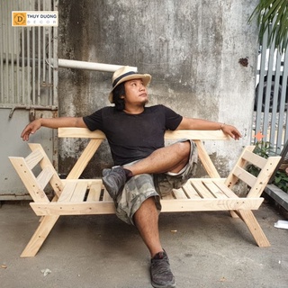 Ghế Sofa Simple, Gỗ thông tự nhiên, Vân gỗ đẹp, Kiểu dáng đơn giản, 2 tư thế, tiện nghi bất ngờ