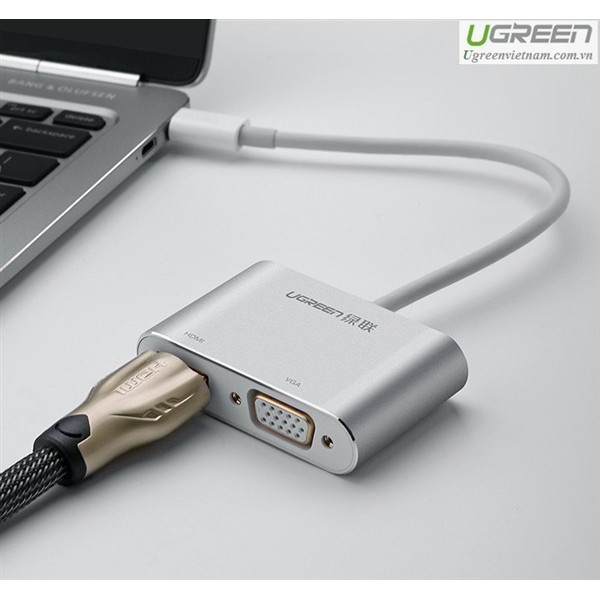 Cáp Chuyển USB Type C Sang HDMI Và VGA UGREEN 50317 - Type C To HDMI + VGA - Hàng Chính Hãng