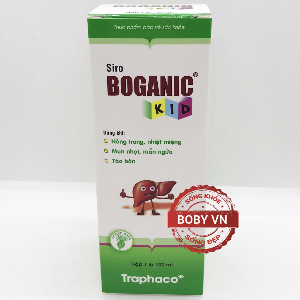 Siro Boganic Kid hỗ trợ trẻ khỏi nóng trong, nhiệt miệng, táo bón, mụn nhọt, mẩn ngứa