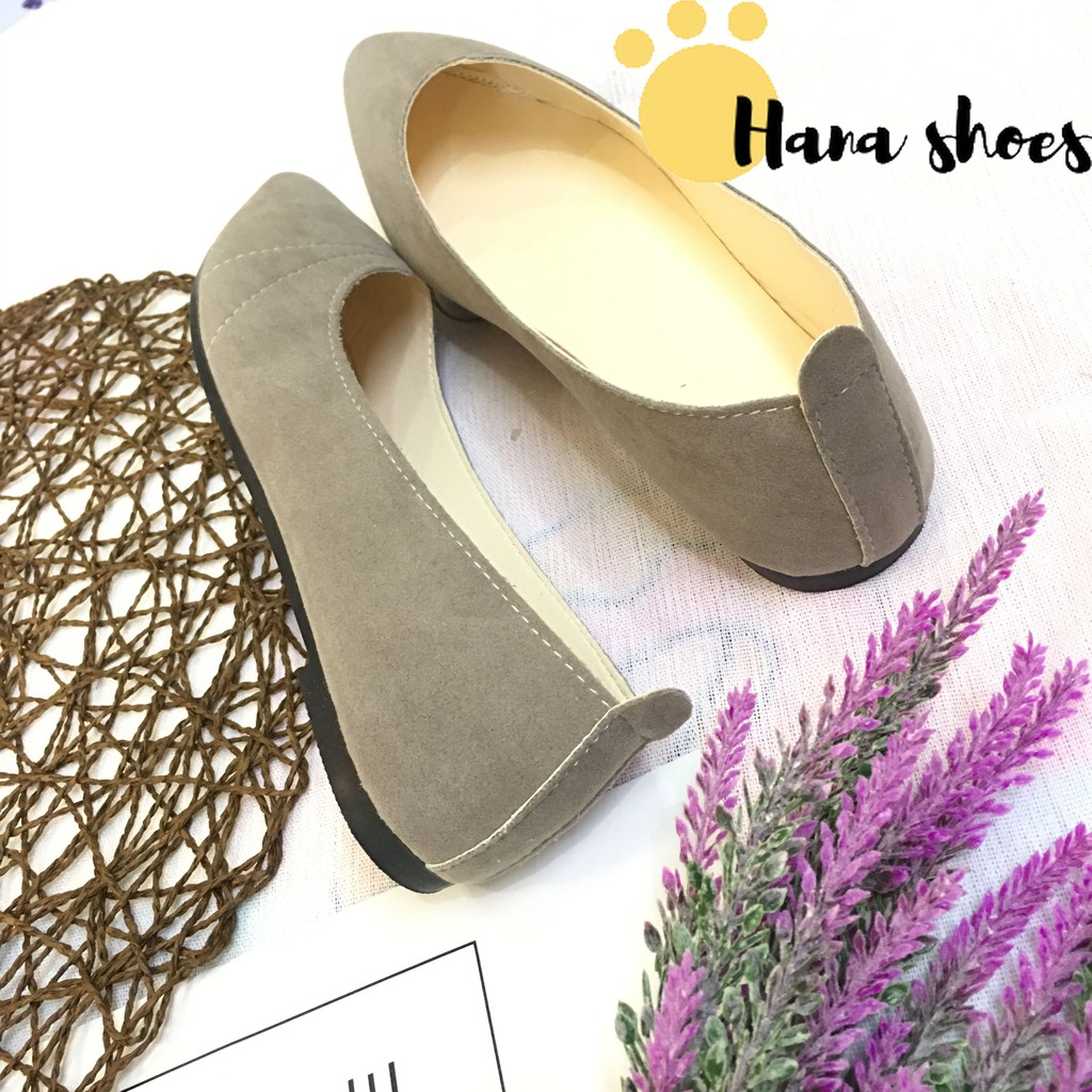 Hình thật_ OD1 Giày bệt búp bê nữ da lộn hàng Qc cao cấp