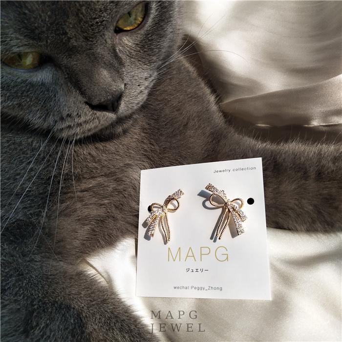 Bông Tai Đính Đá Hình Nơ Xinh Xắn A539