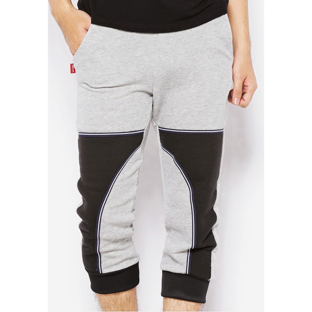 Quần lửng jogger nam phối xám đen Phúc An 1018