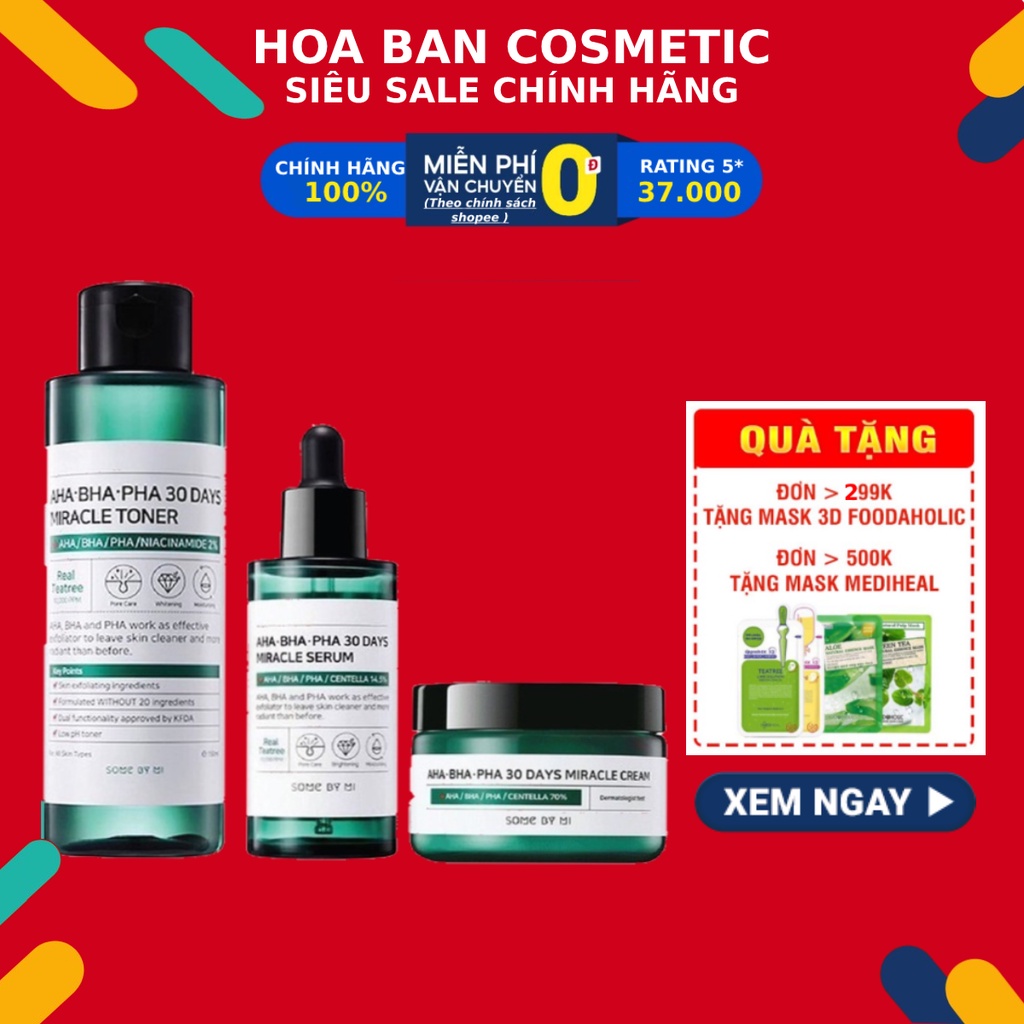 Bộ 3 Sản Phẩm Dưỡng Da Giảm Mụn Some By Mi AHA-BHA-PHA Miracle