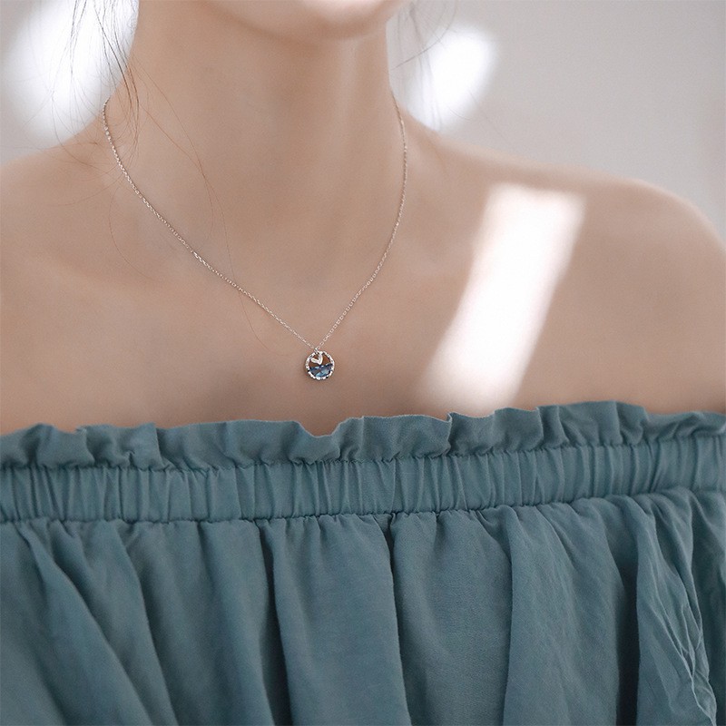 vòng cổ Mạ Bạc 925 Mặt Hình Giọt Nước Đính Đá B529