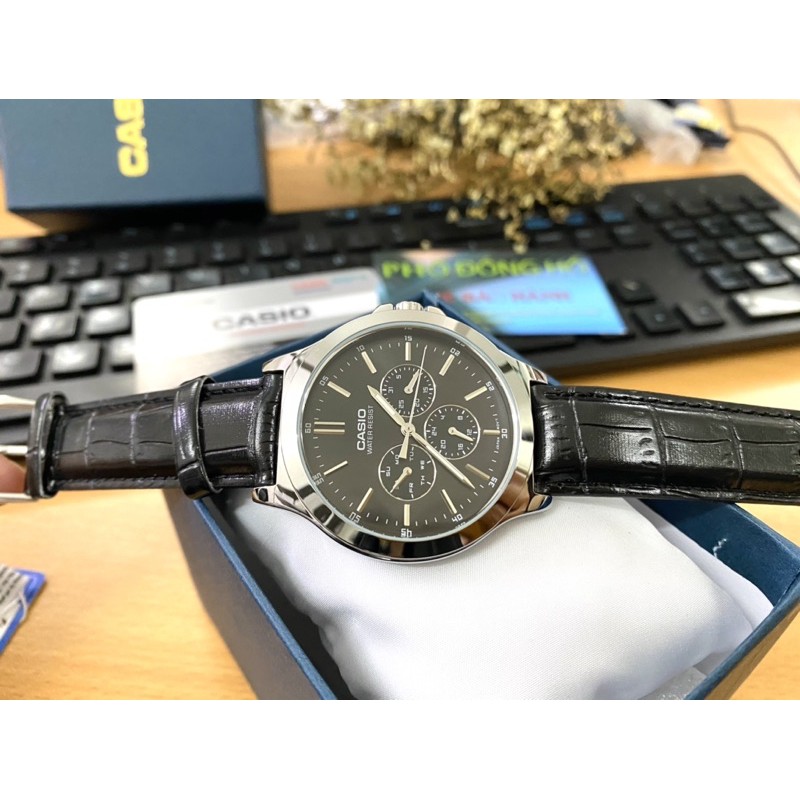 Đồng hồ nam dây da Casio chính hãng Anh Khuê MTP-V300L-1AUDF