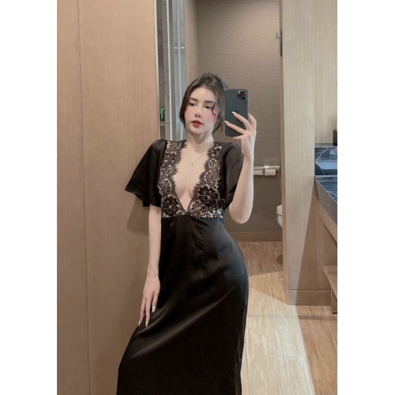 Váy nữ siêu sang mẫu Maxi đầm xuông ôm eo bằng dây thắt lưng