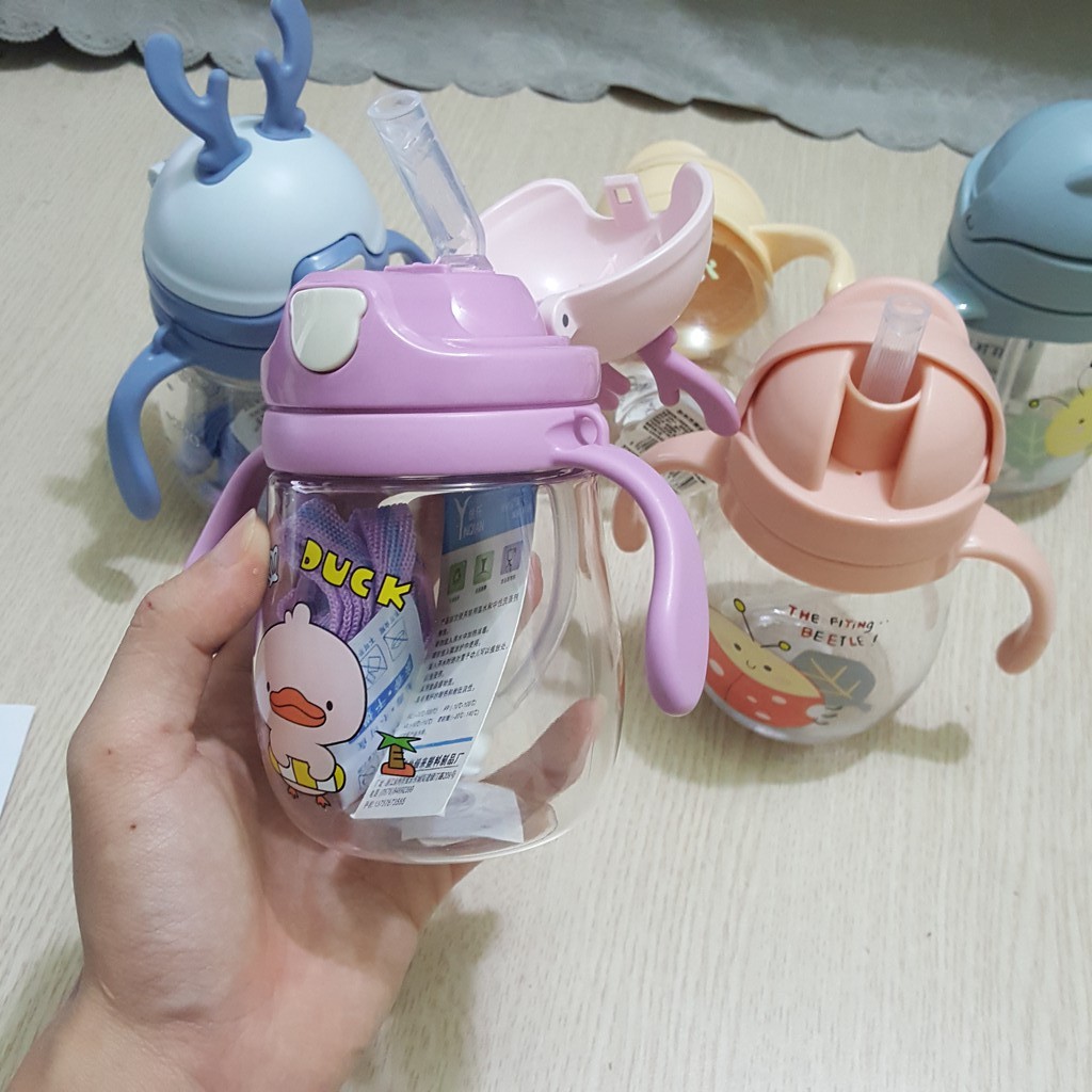 Bình tập uống nước chống sặc kèm tay cầm tiện lợi cho bé 300ml/ 370ml